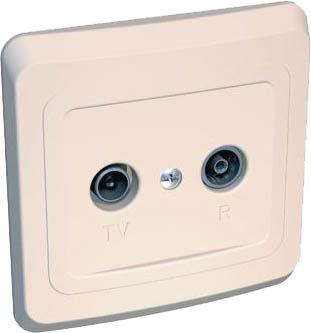 10540 Розетка телевизионная оконечная TV/FM 1-м СП Этюд крем. SE