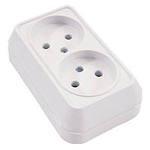 3196 Розетка двойная наружная без заземления белая Mimoza Makel 45117