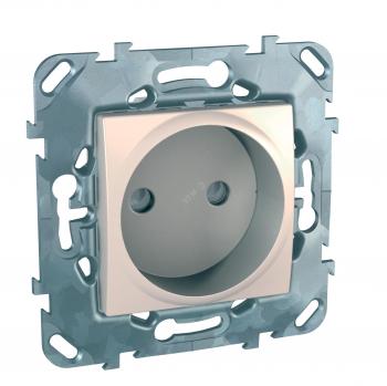 27244 Розетка в рамку без заземления со шторками кремовый Unica MGU5.033.25ZD