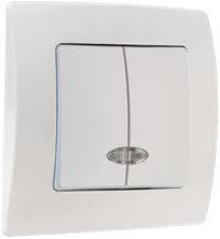 26714 Выключатель двухклавишный с подсветкой белый с/п Lillium Natural Kare Makel 32001023