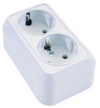 3197 Розетка двойная наружная с заземлением белая Mimoza Makel 45182