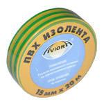 2962 Изолента ПВХ желто-зеленая 15мм 20м Aviora 305-059