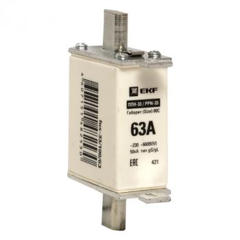 7592 Плавкая вставка ППН-33 100/ 63А габарит 00С EKF