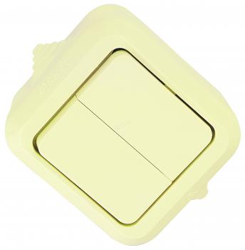 3189 Выключатель двухклавишный полугерметичный кремовый IP44 Makel 18201