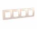 24442 Рамка 4 поста кремовый Unica U2.008.25