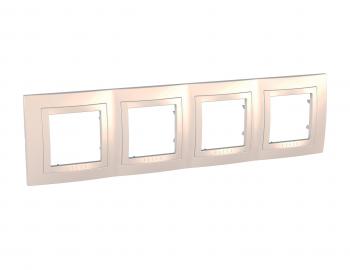 24442 Рамка 4 поста кремовый Unica U2.008.25
