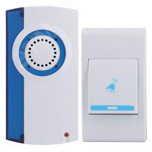 43724 Звонок дверной беспроводной на батарейках 32 мелодии 100м IP20 со световой индикацией белый АА