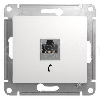 39044 Розетка телефонная 1-м СП Glossa RJ11 механизм белый SE