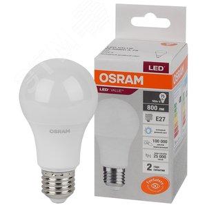 43787 Лампа светодиодная груша LED 10 Вт E27 6500К 800Лм 220 В (замена 75Вт) OSRAM