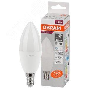 43792 Лампа светодиодная свеча LED 10 Вт E14 6500К 800Лм 220 В (замена 75Вт) OSRAM