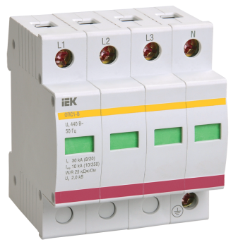 30254 Ограничитель импульсных перенапряжений ОПС1-D 4Р 5/10кА 230B IEK