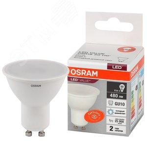 43811 Лампа светодиодная LED 6 Вт GU10 6500К 480Лм спот 220 В (замена 50Вт) OSRAM