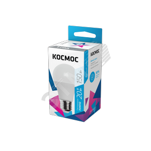 43825 Лампа светодиодная LED 20Вт 220В Е27 D60х118 белый A60 Космос