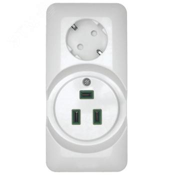 35254 Розетка 2-м ОП Blanca / Прима 250В комбинир. для электроплиты 32А+силовая 16А (опт. упак.) бел