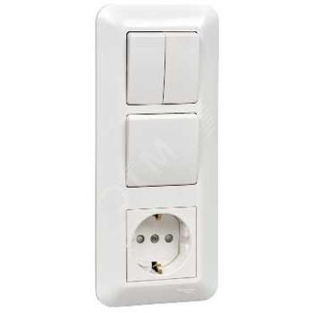 2232 Блок СП Blanca / Прима (розетка с заземл. + 1-кл. + 2-кл. выкл.) (розн. упак.) бел. SE