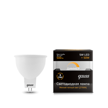 30695 Лампа LED MR16 GU5.3-dim 5W 3000K Gauss диммируемая