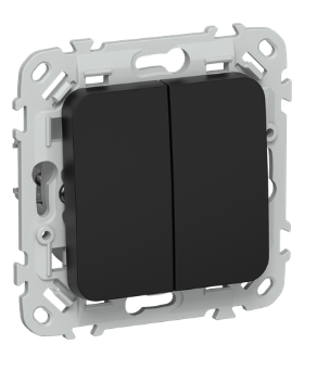 44077 Выключатель кнопочный 2-кл. СП FLITE ВС12-2-0-ФлЧ 10А механизм черн. IEK