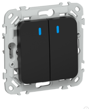 44078 Выключатель кнопочный 2-кл. СП FLITE ВС12-2-1-ФлЧ 10А с индикацией механизм черн. IEK