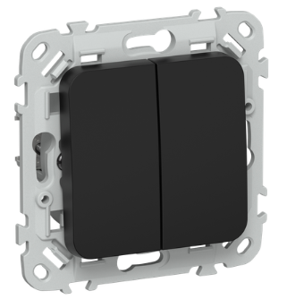 44079 Выключатель кнопочный проходной 2-кл. СП FLITE ВС62-2-0-ФлЧ 10А механизм черн. IEK