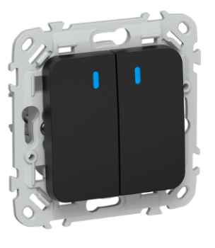 44080 Выключатель кнопочный проходной 2-кл. СП FLITE ВС62-2-1-ФлЧ 10А с индикацией механизм черн. IE