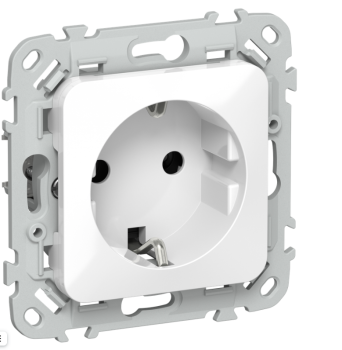 43911 Розетка СП FLITE РС11-0-ФлБ 16А с заземл. без защ. шторок механизм бел. IEK