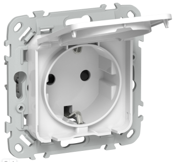 43922 Розетка СП FLITE РСшкр11-0-44-ФлБ 16А IP44 с заземл. с защ. шторками и крышкой механизм бел. I
