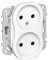 43924 Розетка 2-м СП FLITE РС02-0-ФлБ 10А без заземл. без защ. шторок механизм бел. IEK