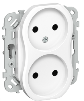 43924 Розетка 2-м СП FLITE РС02-0-ФлБ 10А без заземл. без защ. шторок механизм бел. IEK
