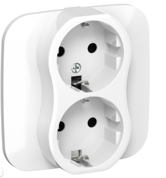 43925 Розетка 2-м СП FLITE РС12-1-А-ФлБ 16А с заземл. без защ. шторок безвинтовое крепление в сборе