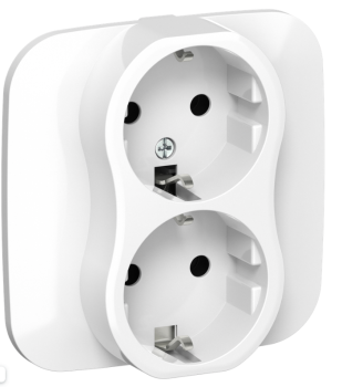 43926 Розетка 2-м СП FLITE РС12-0-А-ФлБ 16А с заземл. без защ. шторок в сборе механизм бел. IEK