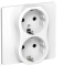 43927 Розетка 2-м СП FLITE РС12-1-К-ФлБ 16А с заземл. без защ. шторок безвинтовое крепление в сборе
