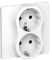 43928 Розетка 2-м СП FLITE РС12-0-К-ФлБ 16А с заземл. без защ. шторок в сборе механизм бел. IEK