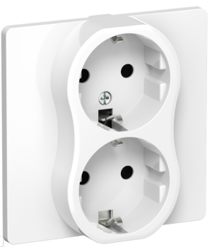 43928 Розетка 2-м СП FLITE РС12-0-К-ФлБ 16А с заземл. без защ. шторок в сборе механизм бел. IEK