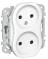 43929 Розетка 2-м СП FLITE РСш02-1-ФлБ 10А без заземл. с защ. шторками безвинтовое крепление механиз