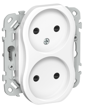 43929 Розетка 2-м СП FLITE РСш02-1-ФлБ 10А без заземл. с защ. шторками безвинтовое крепление механиз