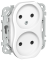 43930 Розетка 2-м СП FLITE РСш02-0-ФлБ 10А без заземл. с защ. шторками механизм бел. IEK