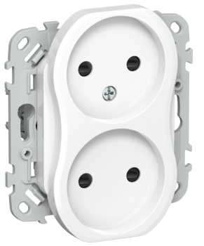 43930 Розетка 2-м СП FLITE РСш02-0-ФлБ 10А без заземл. с защ. шторками механизм бел. IEK