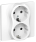 43933 Розетка 2-м СП FLITE РСш12-1-К-ФлБ 16А с заземл. с защ. шторками безвинтовое крепление в сборе