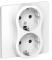 43934 Розетка 2-м СП FLITE РСш12-0-К-ФлБ 16А с заземл. с защ. шторками в сборе механизм бел. IEK