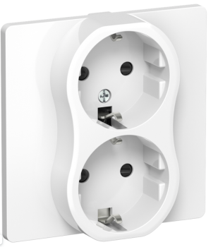 43934 Розетка 2-м СП FLITE РСш12-0-К-ФлБ 16А с заземл. с защ. шторками в сборе механизм бел. IEK