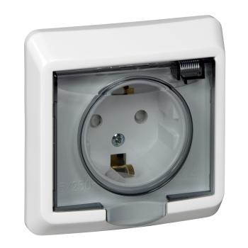 30832 Розетка 1-м СП Этюд 16А IP44 250В с заземл. защ. шторки бел. SE