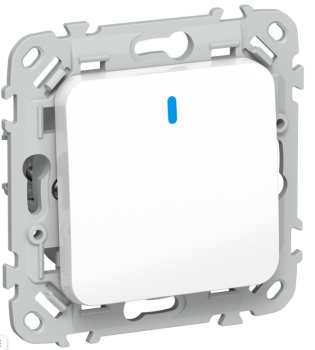 43947 Выключатель кнопочный проходной 1-кл. СП FLITE ВС61-2-1-ФлБ 10А с индикацией механизм бел. IEK