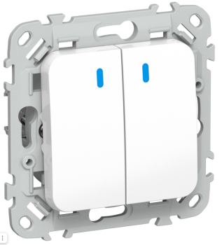 43951 Выключатель проходной 2-кл. СП FLITE ВС62-1-1-ФлБ 10А с индикацией механизм бел. IEK