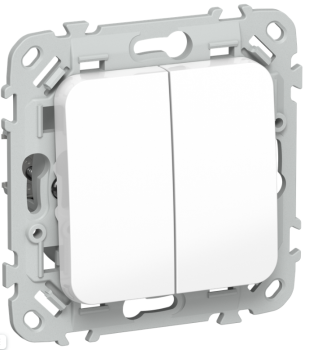 43952 Выключатель кнопочный 2-кл. СП FLITE ВС12-2-0-ФлБ 10А механизм бел. IEK