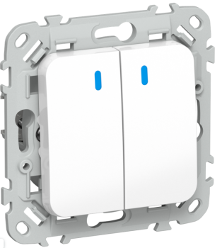 43953 Выключатель кнопочный 2-кл. СП FLITE ВС12-2-1-ФлБ 10А с индикацией механизм бел. IEK