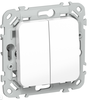 43954 Выключатель кнопочный проходной 2-кл. СП FLITE ВС62-2-0-ФлБ 10А механизм бел. IEK