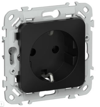 44003 Розетка СП FLITE РС11-1-ФлЧ 16А с заземл. без защ. шторок безвинтовое крепление механизм черн.