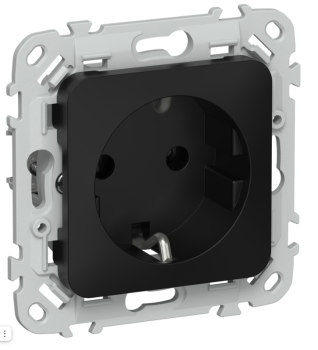 44004 Розетка СП FLITE РС11-0-ФлЧ 16А с заземл. без защ. шторок механизм черн. IEK