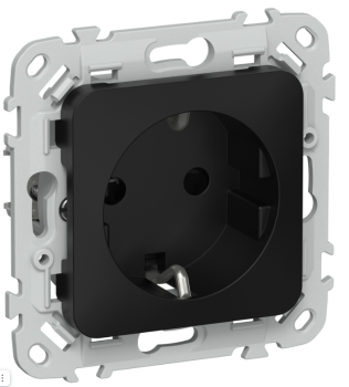 44007 Розетка СП FLITE РСш11-1-ФлЧ 16А с заземл. с защ. шторками безвинтовое крепление механизм черн