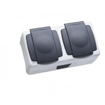 30877 Розетка 2-м ОП 16А IP55 сер. Makel 36064206